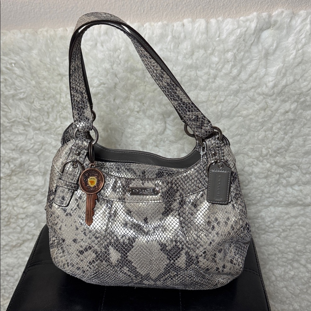 Coach soho python- embossed Gray Snakeskin Shoulder Bag
